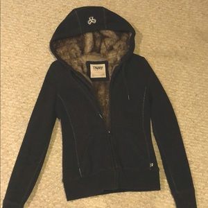 Aritzia gray hoodie with fur lined inside